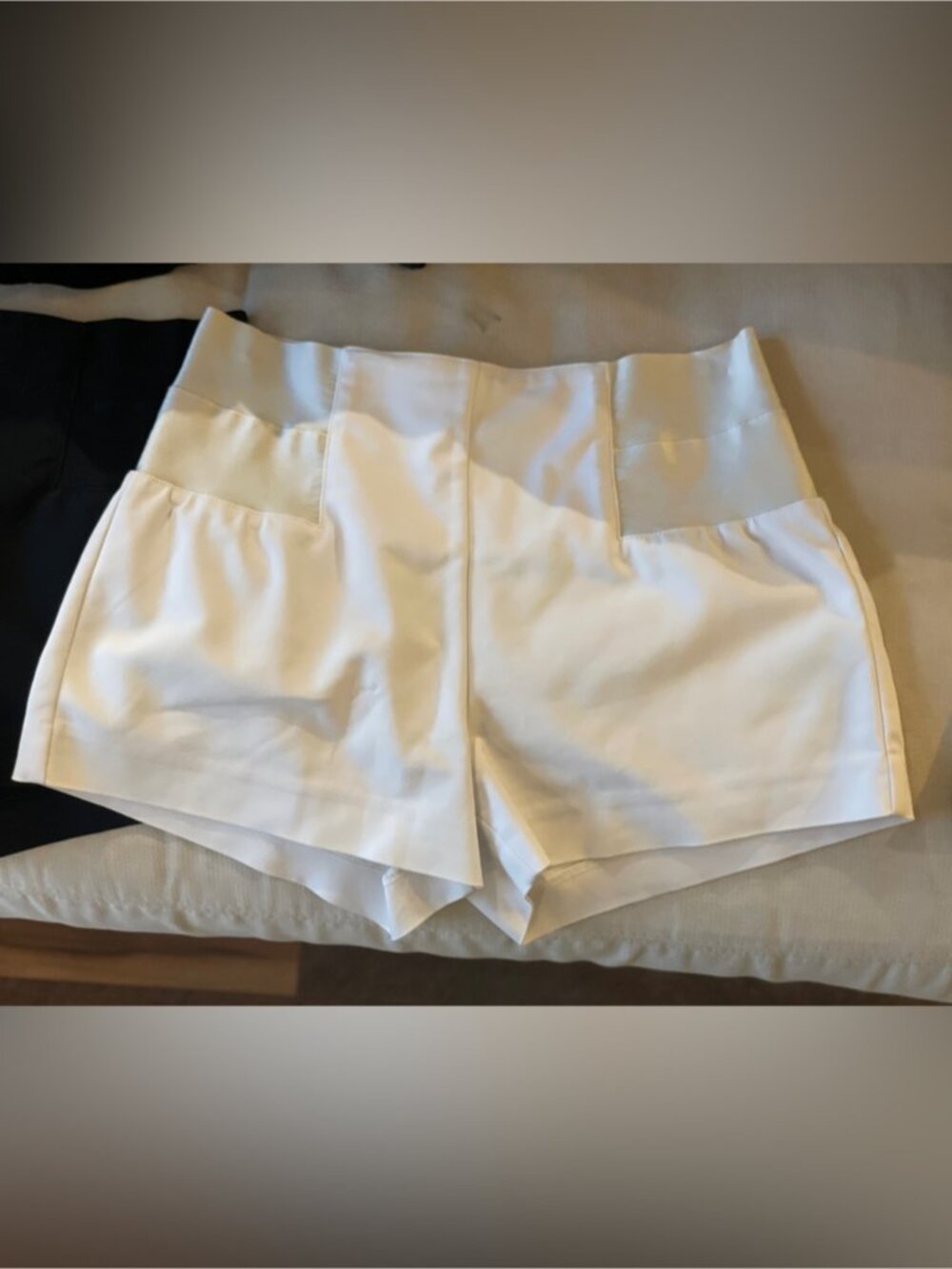 White Structured High-Waist Shorts